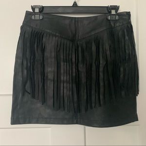 Faux Leather Fringe Skirt